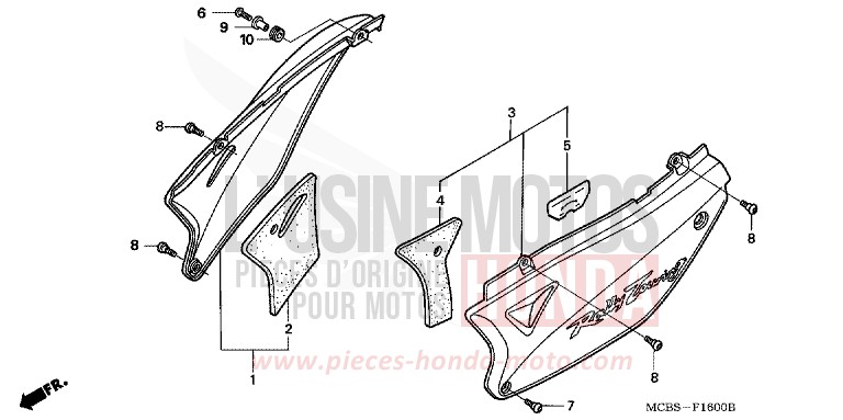 SIDE COVER for Transalp 650 MYSTIC ORANGE METALLIC (YR253) from 2005